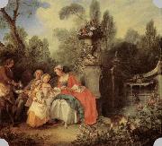 LANCRET, Nicolas Lady and Gentleman with two Girls and a Servant France oil painting artist
